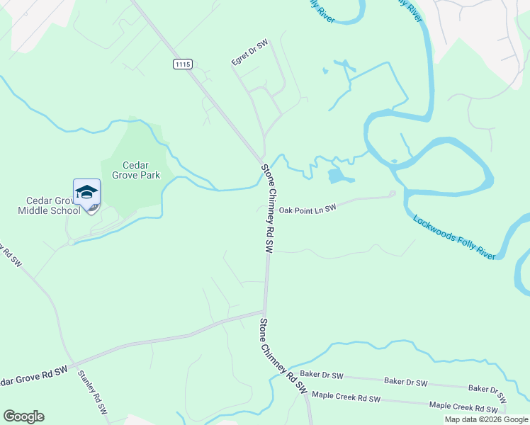 map of restaurants, bars, coffee shops, grocery stores, and more near 1760-1792 Stone Chimney Road Southwest in Brunswick County