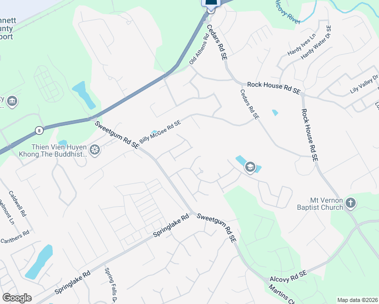 map of restaurants, bars, coffee shops, grocery stores, and more near 1041 Wallace Hill Ridge Southeast in Lawrenceville