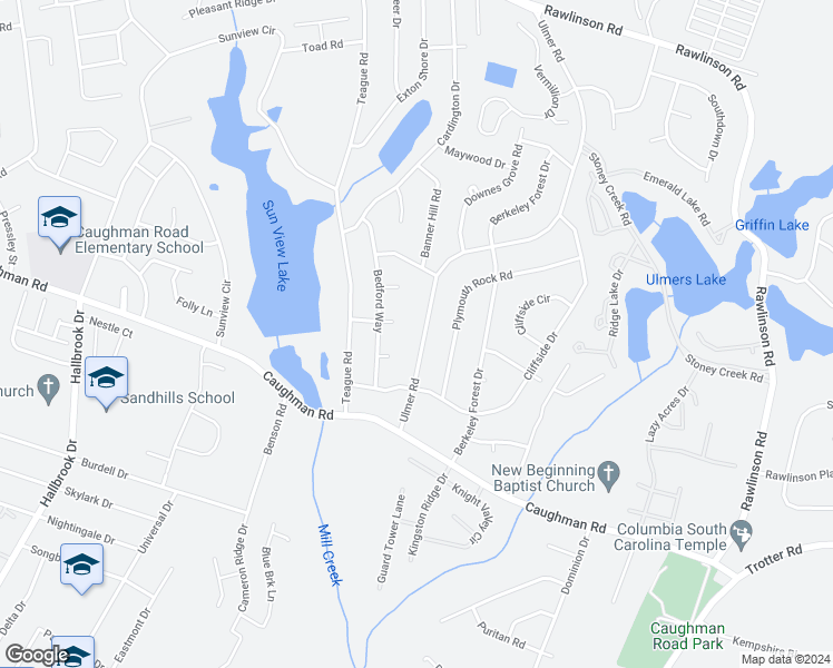 map of restaurants, bars, coffee shops, grocery stores, and more near 2905 Ulmer Road in Columbia