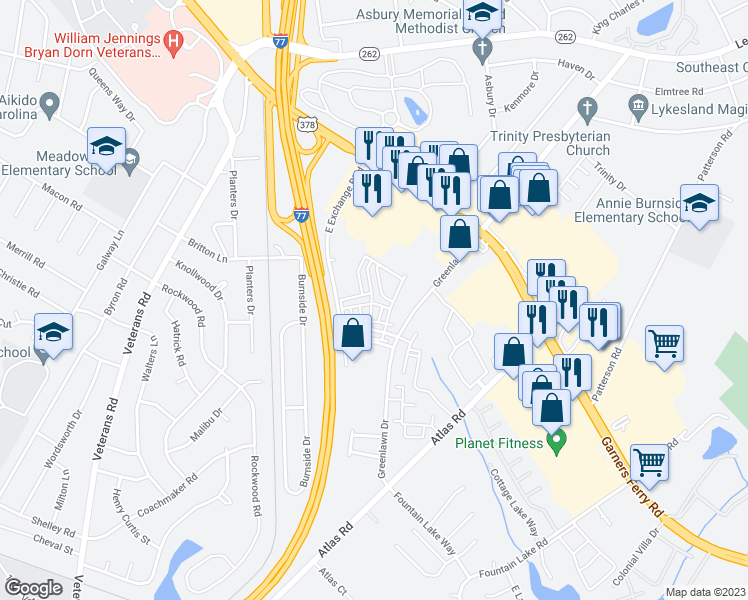 map of restaurants, bars, coffee shops, grocery stores, and more near 816 Forest Park Road in Columbia