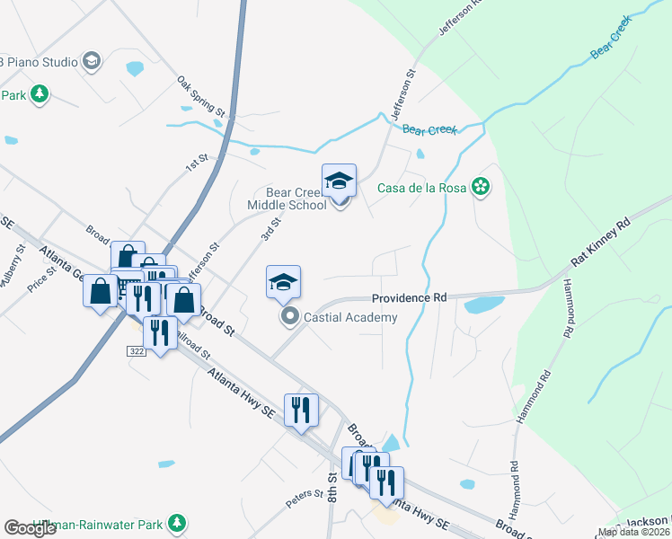 map of restaurants, bars, coffee shops, grocery stores, and more near 38 Goldshore Way in Statham