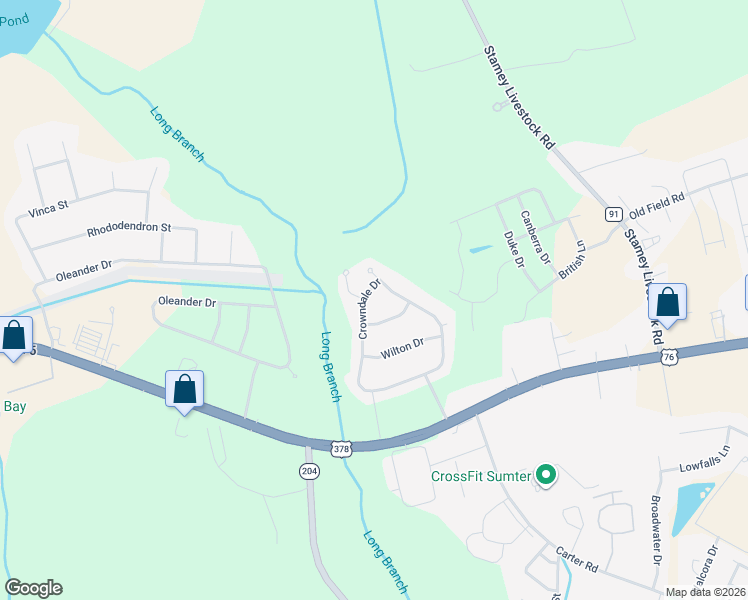 map of restaurants, bars, coffee shops, grocery stores, and more near 1319 Crowndale Drive in Sumter