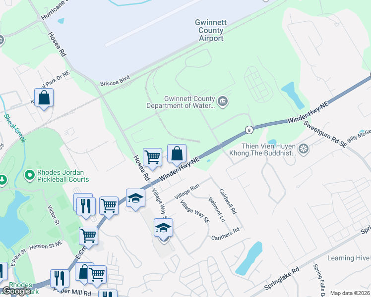 map of restaurants, bars, coffee shops, grocery stores, and more near 428 Timber Gate Drive in Lawrenceville