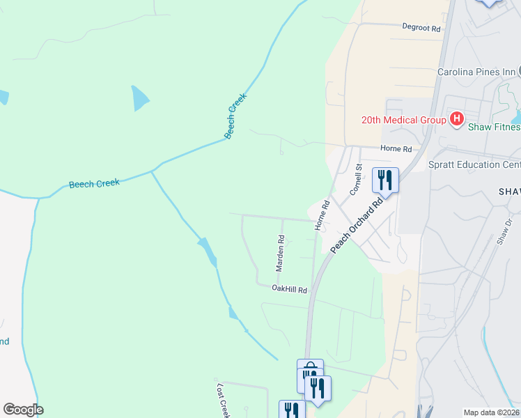 map of restaurants, bars, coffee shops, grocery stores, and more near 5710 OakHill Road in Sumter