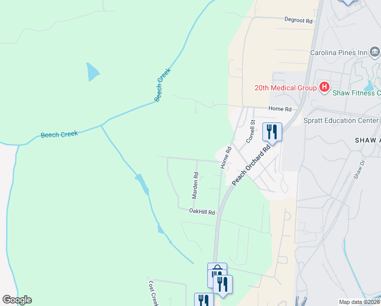 map of restaurants, bars, coffee shops, grocery stores, and more near 5710 OakHill Road in Sumter