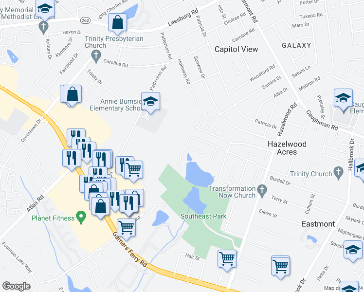 map of restaurants, bars, coffee shops, grocery stores, and more near 255 Ashewood Lake Drive in Columbia