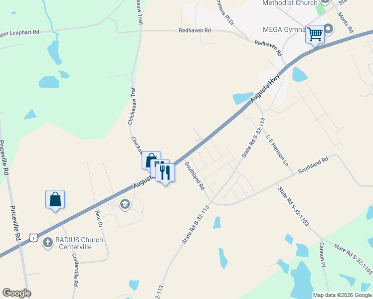 map of restaurants, bars, coffee shops, grocery stores, and more near 3970 Augusta Highway in Gilbert