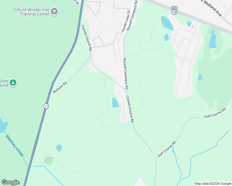 map of restaurants, bars, coffee shops, grocery stores, and more near 837 Castilla Way in Winder