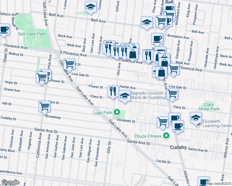 map of restaurants, bars, coffee shops, grocery stores, and more near 4200 Hartle Avenue in Cudahy