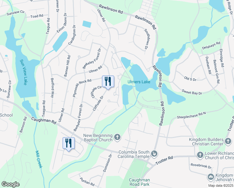 map of restaurants, bars, coffee shops, grocery stores, and more near 106 Ligustrum Lane in Columbia