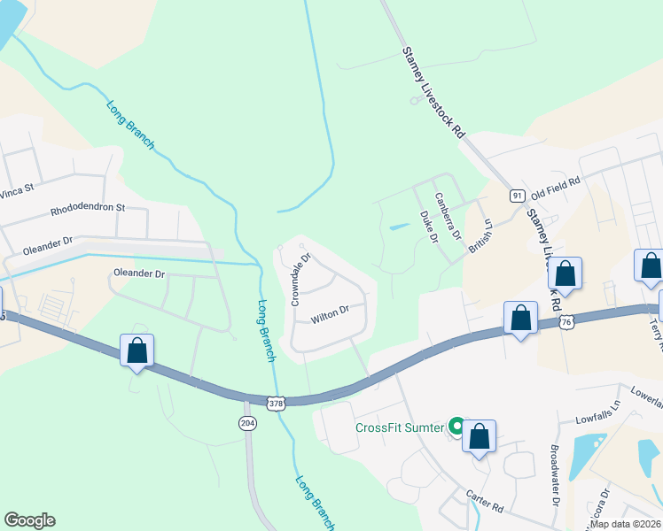 map of restaurants, bars, coffee shops, grocery stores, and more near 1680 Crowndale Drive in Sumter