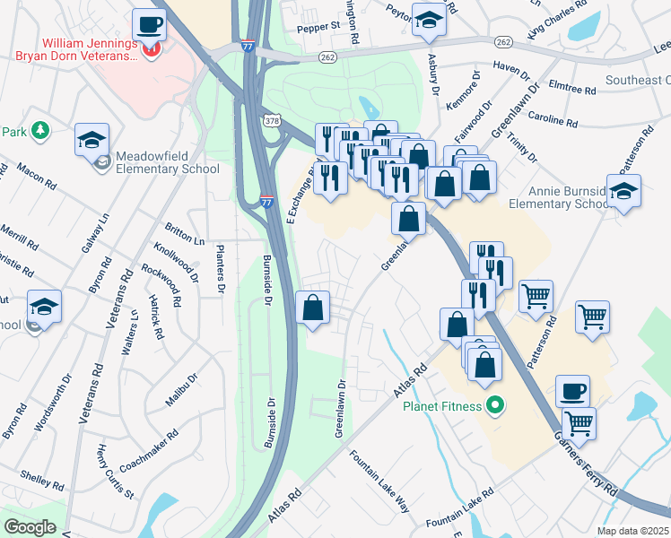 map of restaurants, bars, coffee shops, grocery stores, and more near 826 Forest Park Road in Columbia