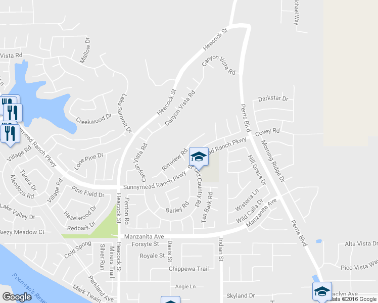 map of restaurants, bars, coffee shops, grocery stores, and more near 24321 Rimview Road in Moreno Valley