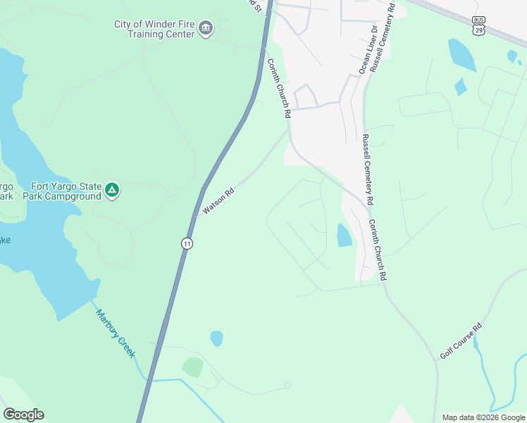 map of restaurants, bars, coffee shops, grocery stores, and more near 1082 Sutherland Drive in Winder