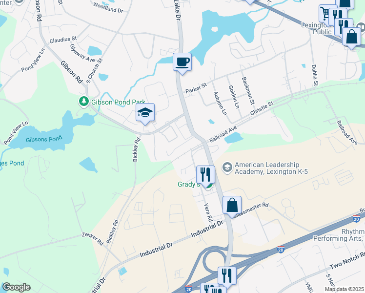 map of restaurants, bars, coffee shops, grocery stores, and more near 205 Cinnamon Hills Lane in Lexington