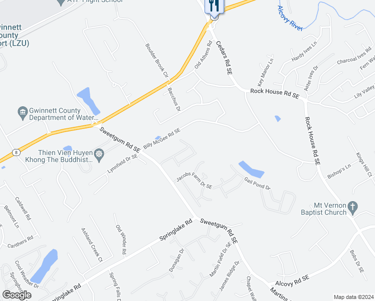 map of restaurants, bars, coffee shops, grocery stores, and more near 1033 Chapel Station Drive in Lawrenceville