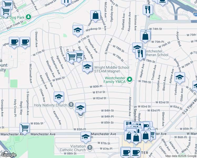 map of restaurants, bars, coffee shops, grocery stores, and more near 8048 Cowan Avenue in Los Angeles