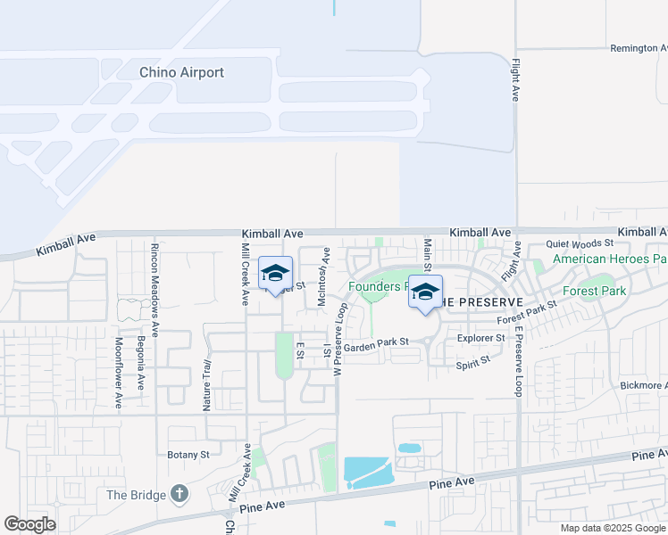 map of restaurants, bars, coffee shops, grocery stores, and more near 15777 McIntosh Avenue in Chino