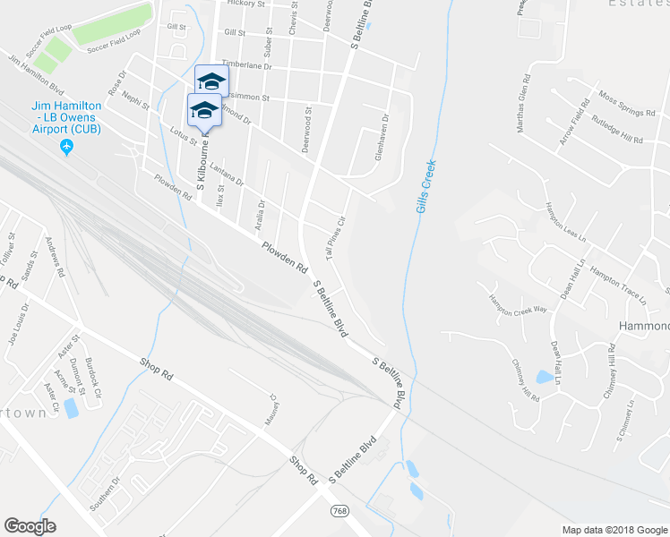 map of restaurants, bars, coffee shops, grocery stores, and more near 1608 Tall Pines Circle in Columbia