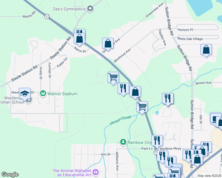 map of restaurants, bars, coffee shops, grocery stores, and more near 526 Diversey Street in Rainbow City