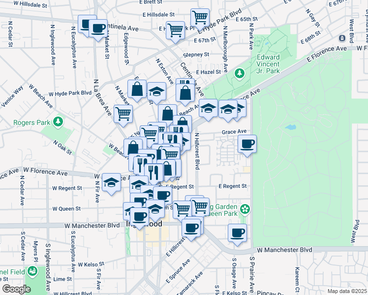 map of restaurants, bars, coffee shops, grocery stores, and more near in 