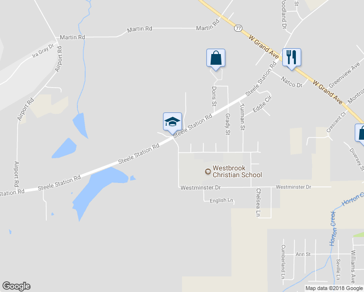 map of restaurants, bars, coffee shops, grocery stores, and more near 104 Westminster Drive in Rainbow City