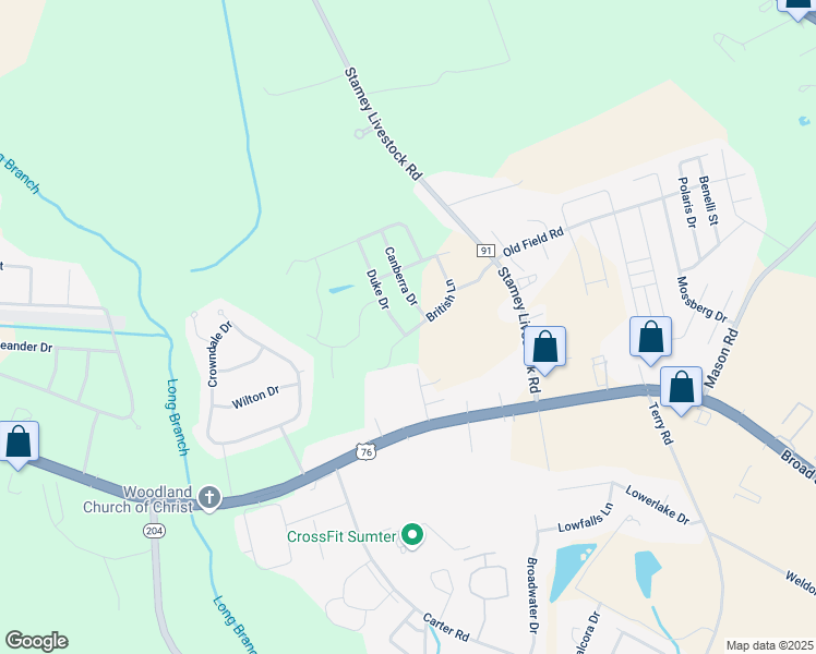 map of restaurants, bars, coffee shops, grocery stores, and more near 1705 Duke Drive in Sumter