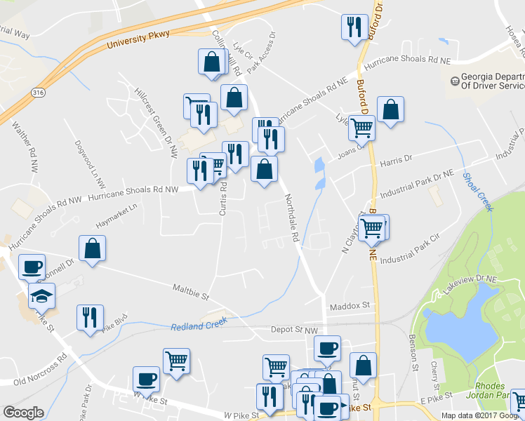 map of restaurants, bars, coffee shops, grocery stores, and more near 708 Hampton Square Drive in Lawrenceville