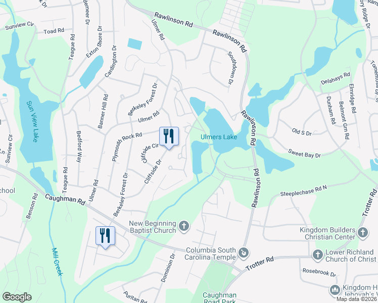 map of restaurants, bars, coffee shops, grocery stores, and more near 79 Ridge Lake Drive in Columbia