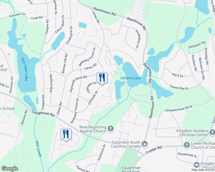 map of restaurants, bars, coffee shops, grocery stores, and more near 97 Ligustrum Lane in Columbia
