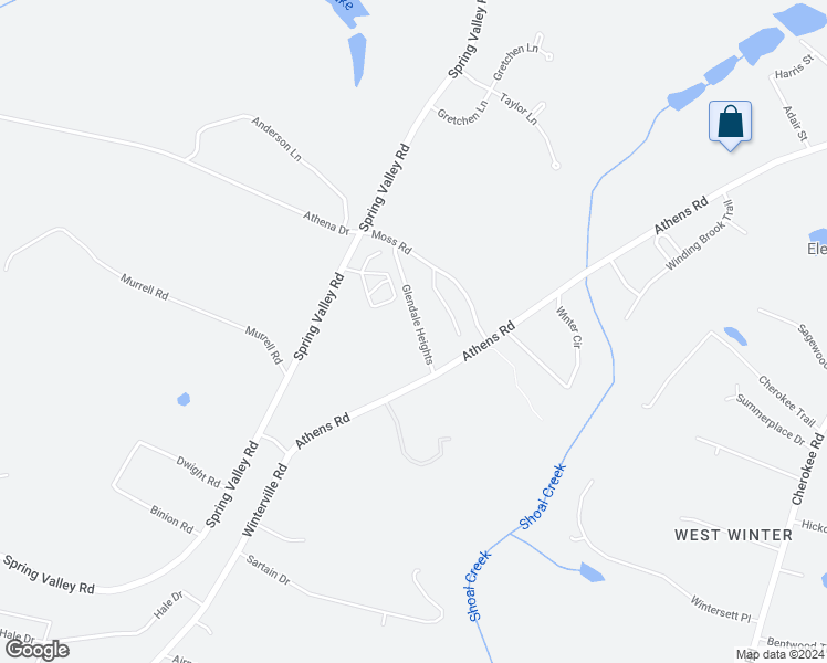map of restaurants, bars, coffee shops, grocery stores, and more near 133 Glendale Heights in Winterville