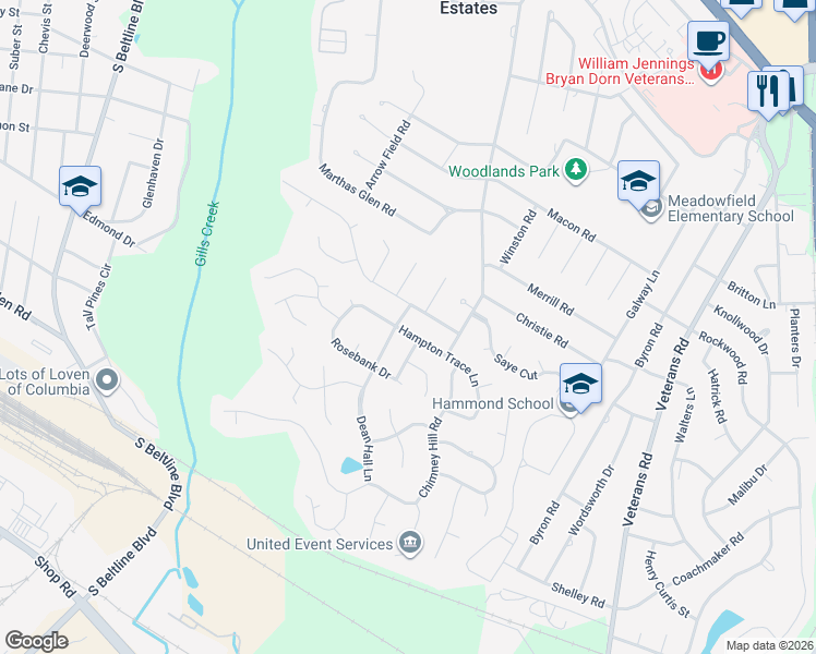 map of restaurants, bars, coffee shops, grocery stores, and more near 324 Hampton Trace Lane in Columbia