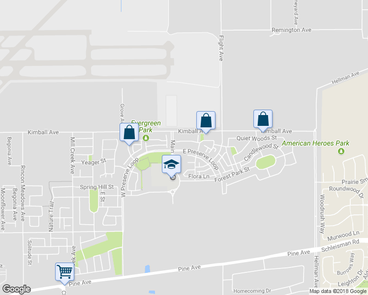 map of restaurants, bars, coffee shops, grocery stores, and more near 8342 East Preserve Loop in Chino