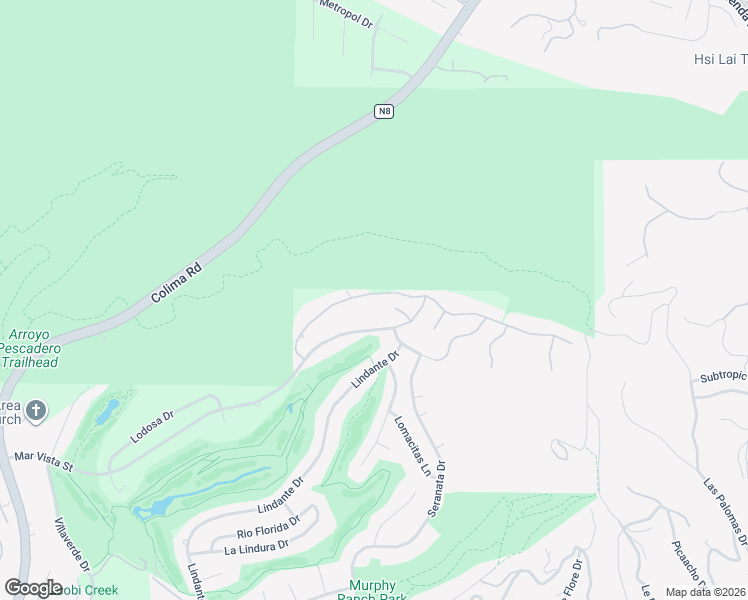 map of restaurants, bars, coffee shops, grocery stores, and more near 16004 Aurora Crest Drive in Whittier