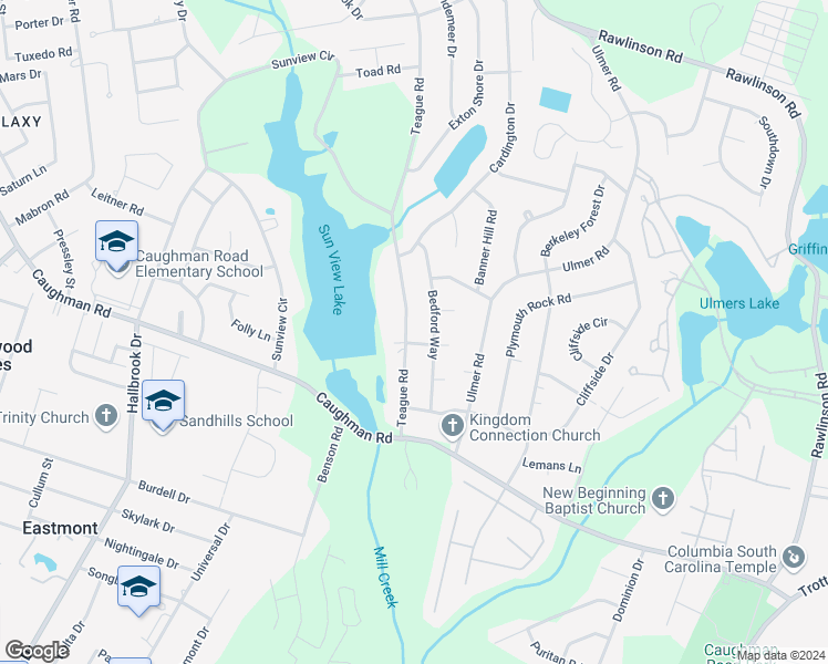 map of restaurants, bars, coffee shops, grocery stores, and more near 7816 Teague Road in Columbia