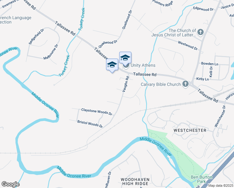 map of restaurants, bars, coffee shops, grocery stores, and more near 129 Pinehurst Court in Athens