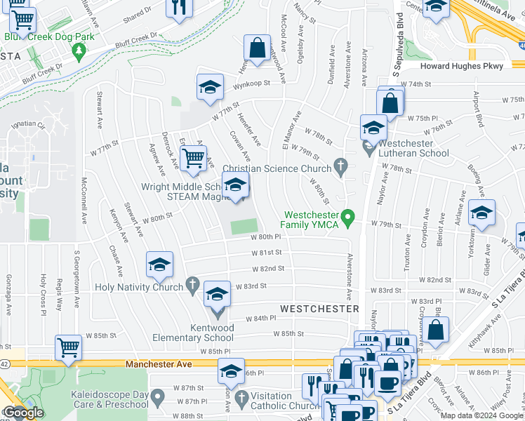 map of restaurants, bars, coffee shops, grocery stores, and more near 8048 Cowan Avenue in Los Angeles