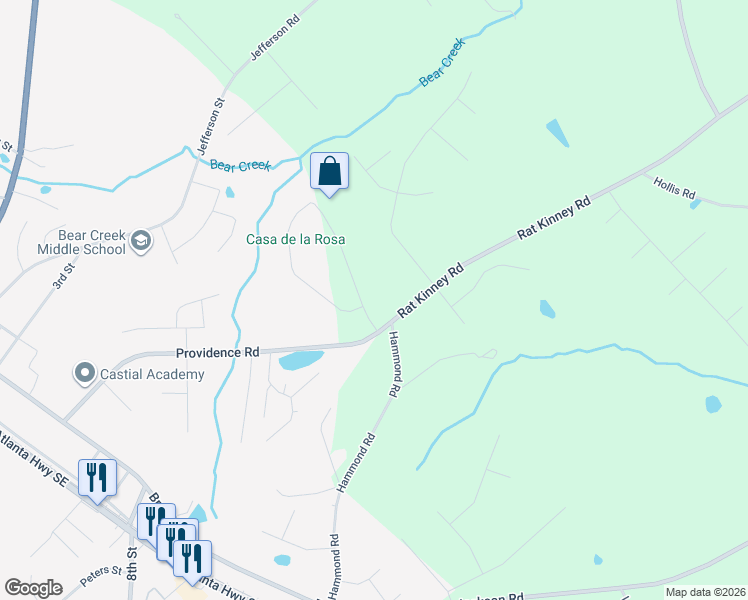 map of restaurants, bars, coffee shops, grocery stores, and more near 511 Providence Circle in Statham