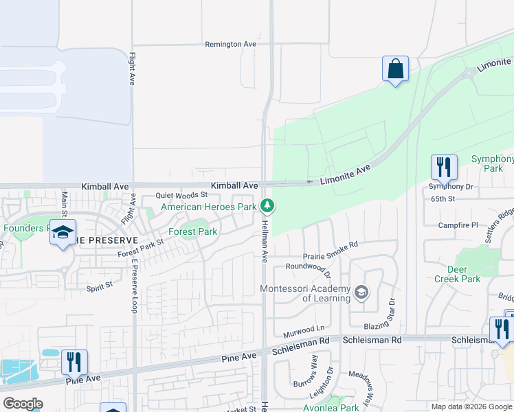 map of restaurants, bars, coffee shops, grocery stores, and more near 15767 Sweet Bay Avenue in Chino