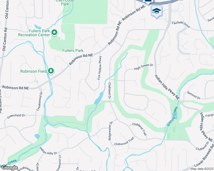 map of restaurants, bars, coffee shops, grocery stores, and more near 3562 Clubland Drive in Marietta