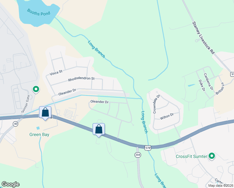 map of restaurants, bars, coffee shops, grocery stores, and more near 3365 Oleander Drive in Sumter