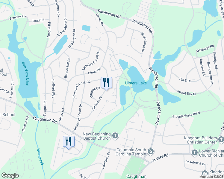 map of restaurants, bars, coffee shops, grocery stores, and more near 97 Ligustrum Lane in Columbia