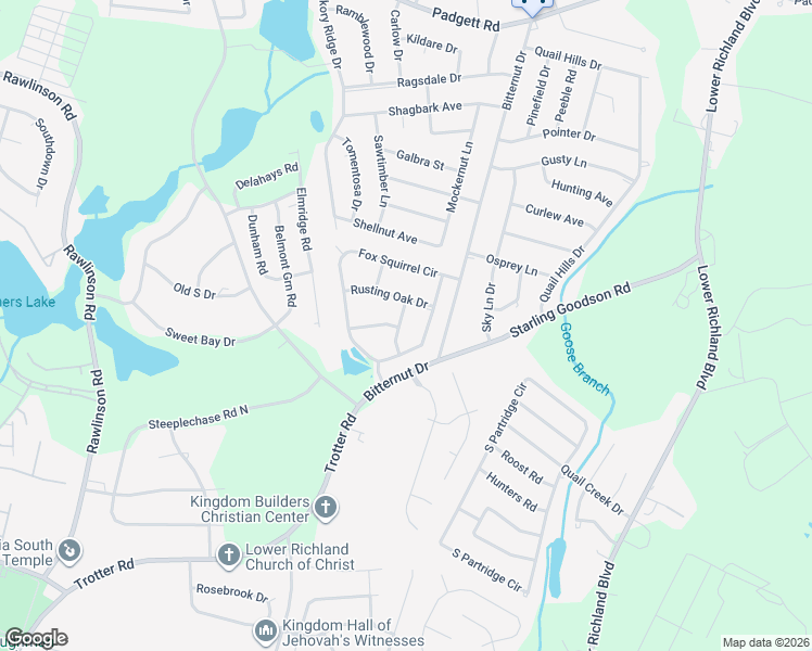 map of restaurants, bars, coffee shops, grocery stores, and more near 622 Rocky Branch Lane in Columbia