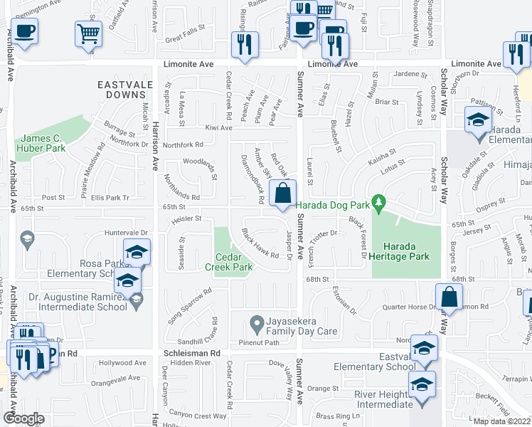 map of restaurants, bars, coffee shops, grocery stores, and more near 13478 Aspen Grove Road in Corona