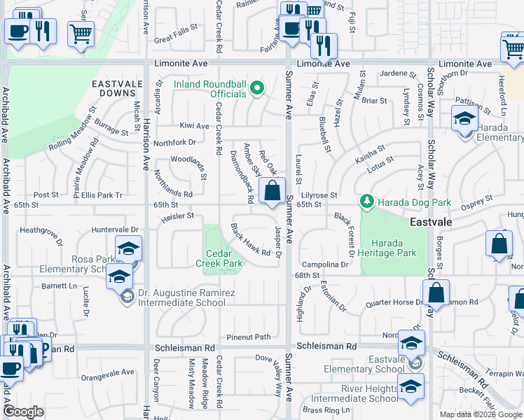 map of restaurants, bars, coffee shops, grocery stores, and more near 13465 Aspen Grove Road in Corona