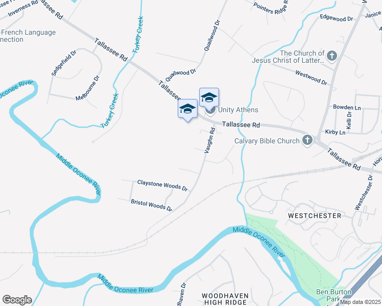 map of restaurants, bars, coffee shops, grocery stores, and more near 131 Pinehurst Court in Athens
