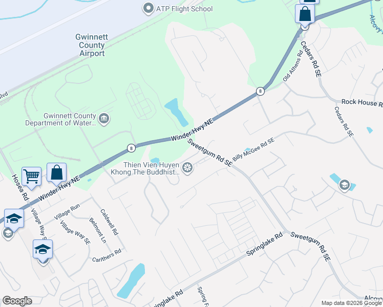map of restaurants, bars, coffee shops, grocery stores, and more near 959 Arbor Crowne Drive in Lawrenceville