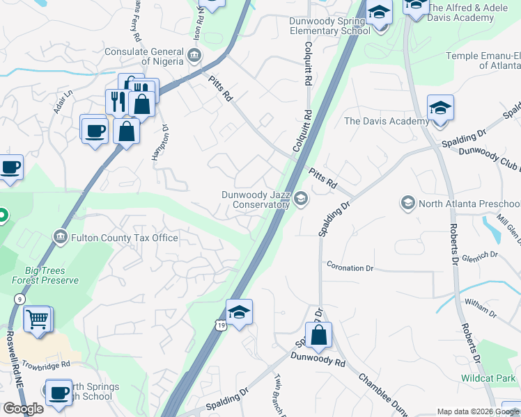 map of restaurants, bars, coffee shops, grocery stores, and more near 1015 Wingate Way in Atlanta