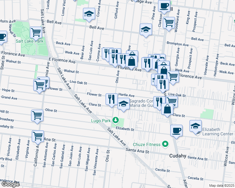 map of restaurants, bars, coffee shops, grocery stores, and more near 4200 Hartle Avenue in Cudahy