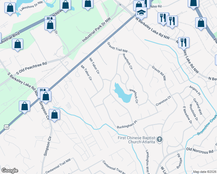 map of restaurants, bars, coffee shops, grocery stores, and more near 2896 Landington Way Northwest in Duluth